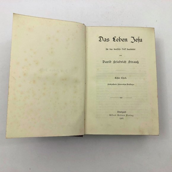 Das Leben Jefu D. F. Straus Stugart Germany 1905 Rare 890 Pages - Picture 4 of 8
